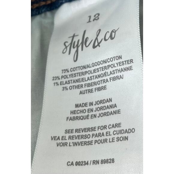 STYLE & CO. HIGH-RISE STRAIGHT CUFFED LEG JEAN CAPRIS, WOMENS, 12, DENIM BLUE - Picture 9 of 11